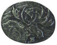 Gürtelschnalle Elch 4,0 cm Altsilber