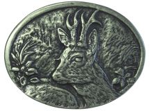 Gürtelschnalle Rehkopf 4,0 cm Altsilber