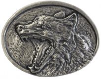 Gürtelschnalle Wolf 4,0 cm Altsilber