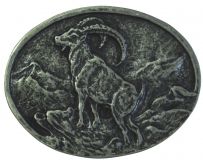 Gürtelschnalle Steinbock 4,0 cm Altsilber