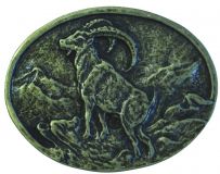 Gürtelschnalle Steinbock 4,0 cm Altmessing