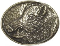 Gürtelschnalle Wildschweinkopf 4,0 cm Altsilber