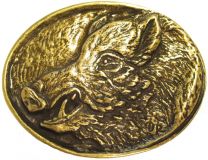 Gürtelschnalle Wildschweinkopf 4,0 cm Altmessing