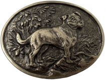 Gürtelschnalle Jack-Russel 4,0 cm Altsilber
