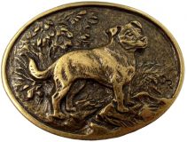 Gürtelschnalle Jack-Russel 4,0 cm Altmessing