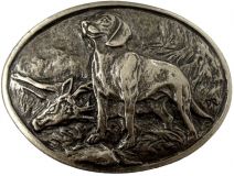 Gürtelschnalle Bayerischer Gebirgsschweißhund 4,0 cm Altsilber
