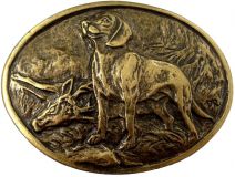 Gürtelschnalle Bayerischer Gebirgsschweißhund 4,0 cm Altmessing