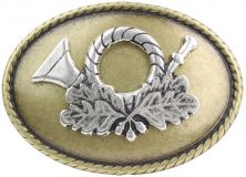 Gürtelschnalle Jagdhorn 4,0 cm bicolor g/s