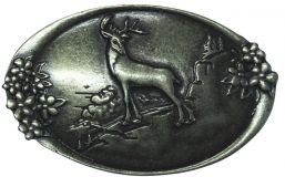 Gürtelschnalle Hirsch 4,0 cm Altsilber