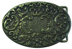 G�rtelschnalle Blumen 4,0 cm Altmessing