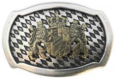 Gürtelschnalle Löwen mit Wappen bicolor s/g