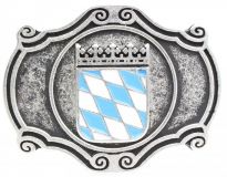 Gürtelschnalle Wappen Bayern 4,0 cm Altsilber mit Emaille
