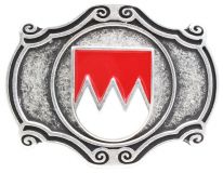 Gürtelschnalle Wappen Franken 4,0 cm Altsilber mit Emaille