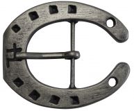 Gürtelschnalle Hufeisen 4,0 cm Altsilber