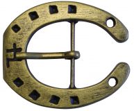 Gürtelschnalle Hufeisen 4,0 cm Altmessing