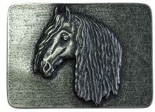 Gürtelschnalle Pferdekopf 4,0 cm Altsilber