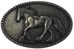 Gürtelschnalle Pferd 4,0 cm Altsilber