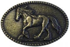 Gürtelschnalle Pferd 4,0 cm Altmessing
