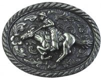 Gürtelschnalle Reiter 4,0 cm Altsilber