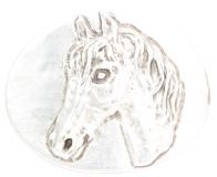 Gürtelschnalle Pferdekopf 4,0 cm Altsilber