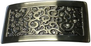 Gürtelschnalle Platte mit Straß 4,0 cm Silber