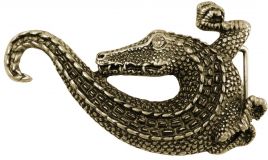 Gürtelschnalle Kroko Bling mit Straß 4,0 cm Altmessing