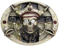 Gürtelschnalle Crazy Skull 4,0 cm Altsilber