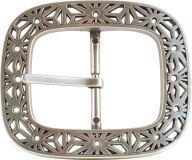 Gürtelschnalle Doppel Blumen 4,0 cm Silber