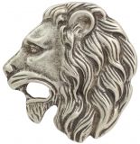 Gürtelschnalle Löwenkopf 4,0 cm Altsilber
