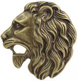 Gürtelschnalle Löwenkopf 4,0 cm Altmessing