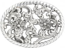 Gürtelschnalle Flower 4,0 cm Altsilber