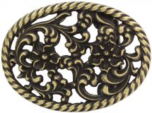Gürtelschnalle Flower 4,0 cm Altmessing