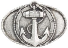 Gürtelschnalle Anker mit Tau 4,0 cm Altsilber