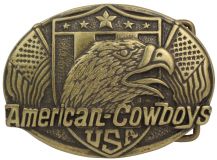 Gürtelschnalle American Cowboy 4,0 cm Altmessing