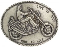 G�rtelschnalle Motorrad 4,0 cm Altsilber