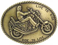 G�rtelschnalle Motorrad 4,0 cm Altmessing