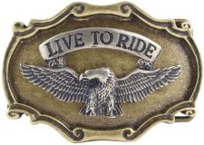 Gürtelschnalle Adler Live to Ride 4,0 cm bicolor g/s
