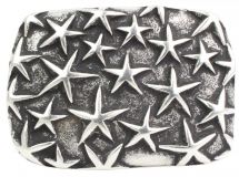 Gürtelschnalle Stars 4,0 cm Altsilber