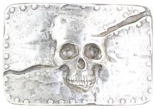 Gürtelschnalle Split Skull 4,0 cm Altsilber