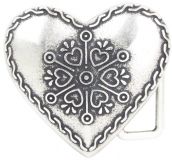 Gürtelschnalle Traditional Heart 4,0 cm Altsilber