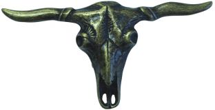 Gürtelschnalle Stier XXL 4,0 cm Altmessing