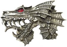 Gürtelschnalle Drachenkopf 4,0 cm Altsilber