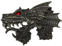 Gürtelschnalle Drachenkopf 4,0 cm Silber