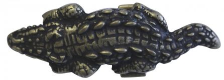 Gürtelschnalle Krokodil XXL 4,0 cm Altmessing