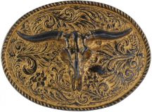 Gürtelschnalle Longhorn 4,0 cm Gold