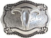 G�rtelschnalle Longhorn 4,0 cm Altsilber