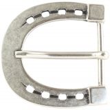 Gürtelschnalle Hufeisen 4,0 cm Altsilber