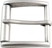 Gürtelschnalle mit Rolle 4,0 cm massiv Altsilber