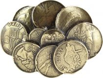 Gürtelschnalle Coins 4,0 cm Altmessing