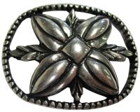 Gürtelschnalle Flower 4,0 cm Silber